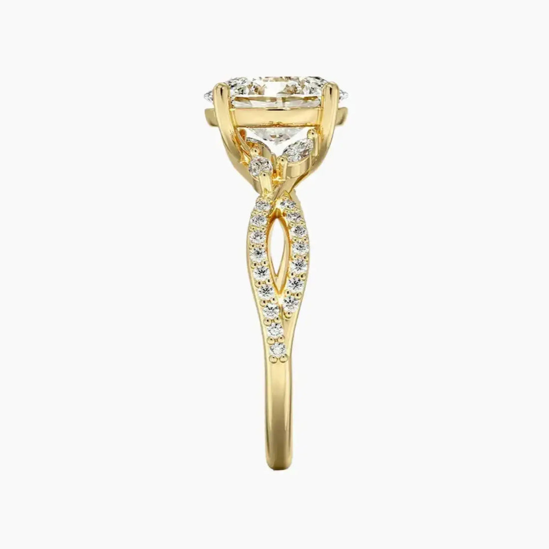 Amara Luxe Adorned Oval Designer 2.5 Carat Lab Grown Diamond Engagement Ring in 18K White Gold