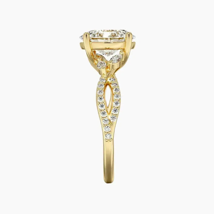 Amara Luxe Adorned Oval Designer 3 Carat Lab Grown Diamond Engagement Ring in 14K Rose Gold