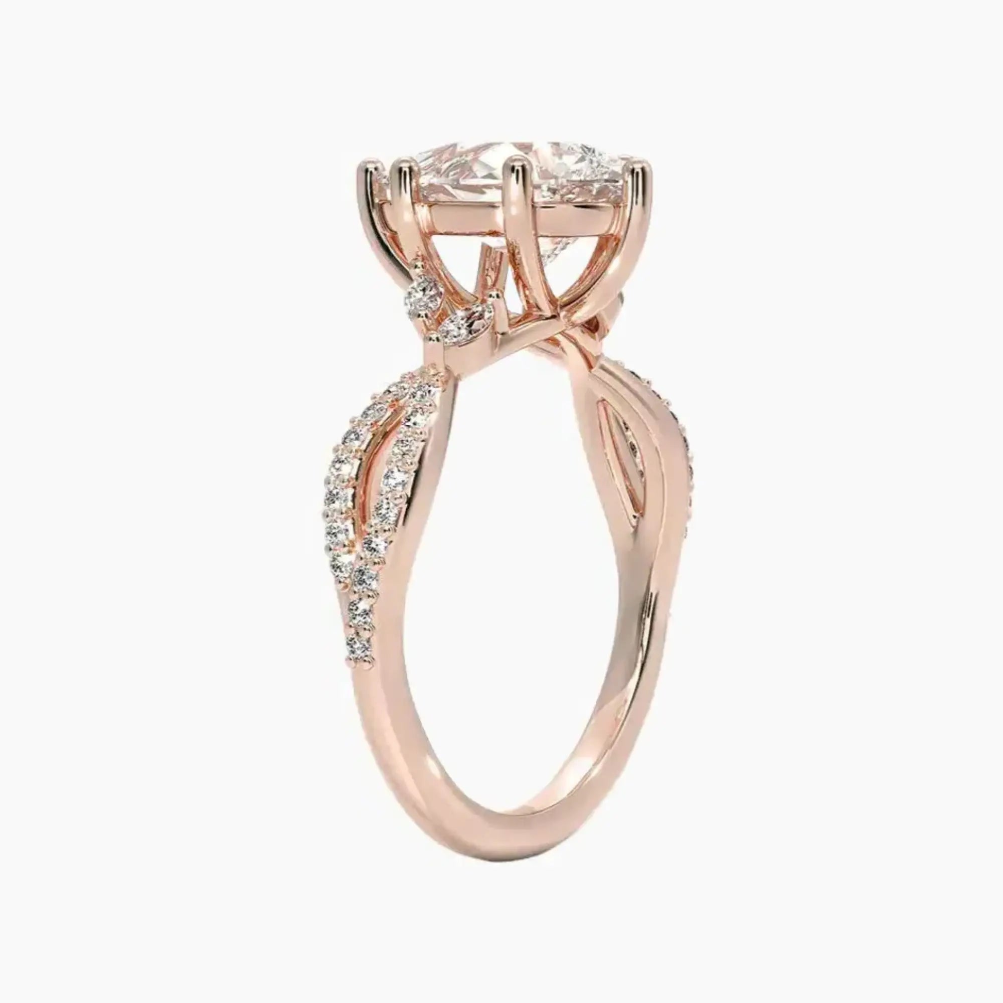 Amara Luxe Adorned Pear Designer 2.5 Carat Lab Grown Diamond Engagement Ring in 18K White Gold