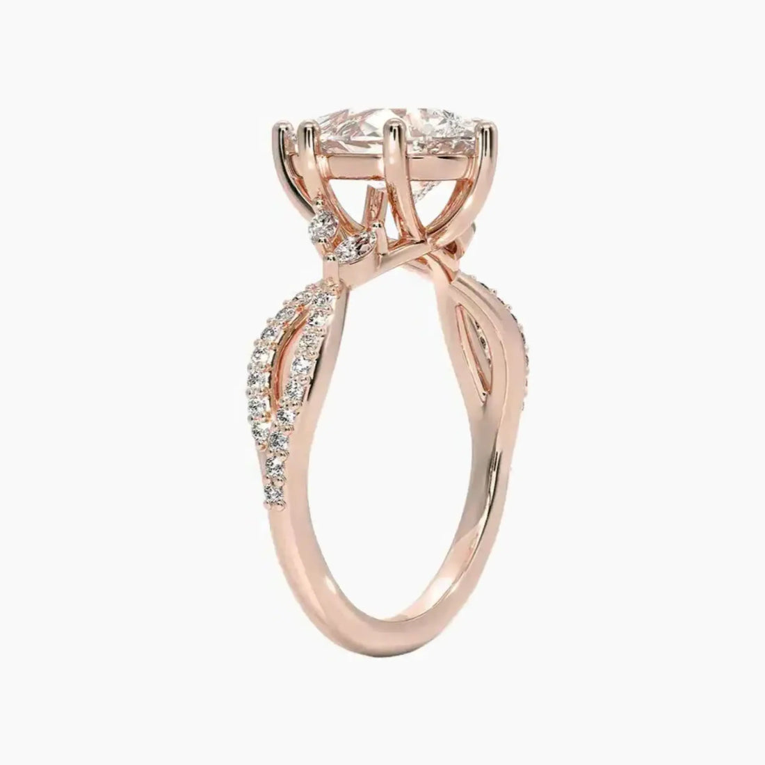 Amara Luxe Adorned Pear Designer 2 Carat Lab Grown Diamond Engagement Ring in 18K White Gold