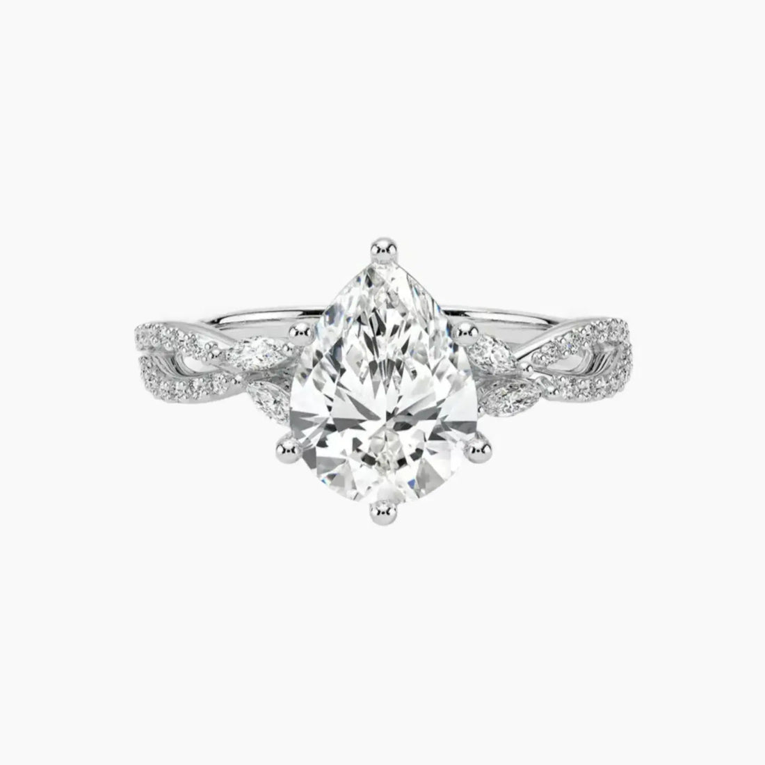 Amara Luxe Adorned Pear Designer 3 Carat Lab Grown Diamond Engagement Ring in 14K Rose Gold