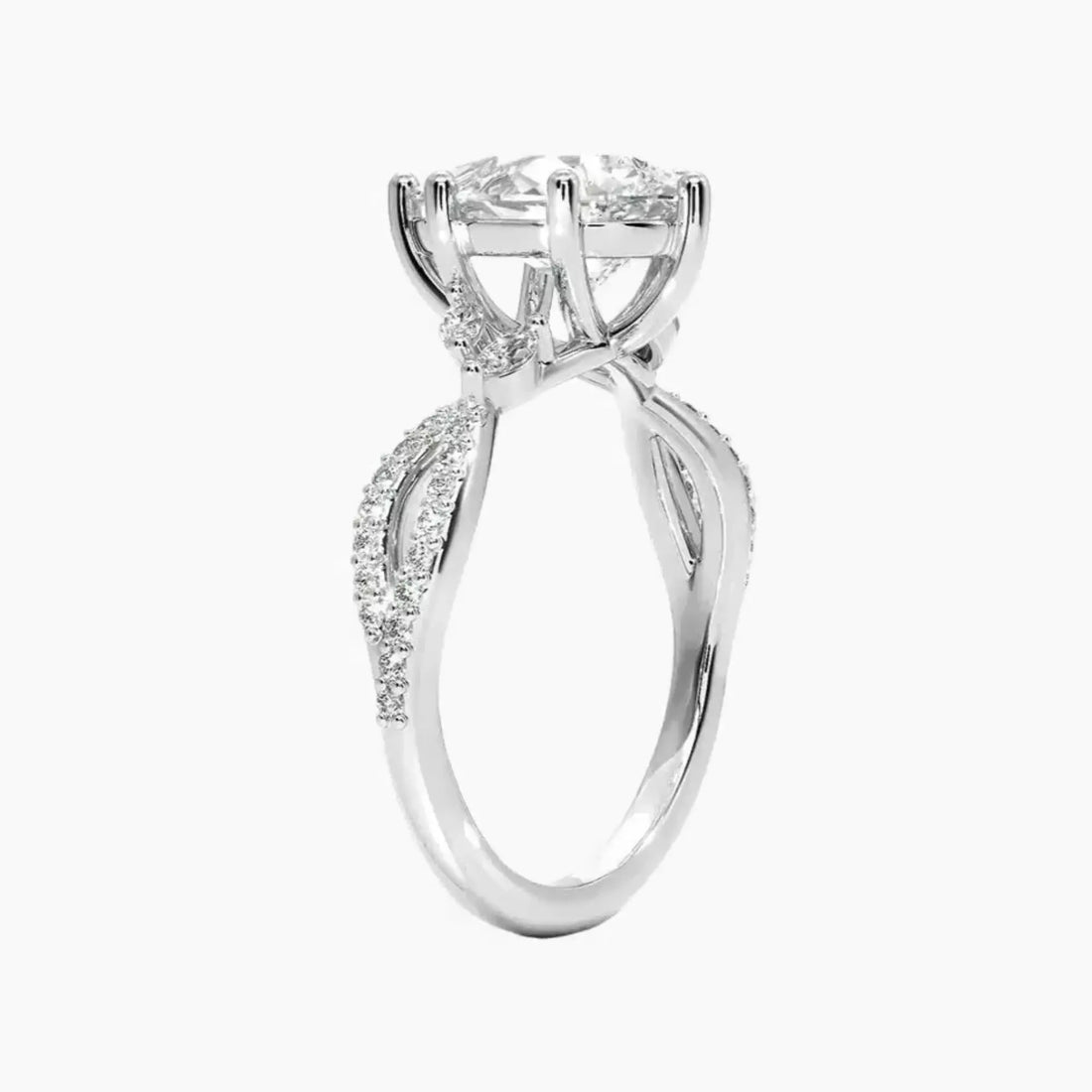 Amara Luxe Adorned Pear Designer 1 Carat Lab Grown Diamond Engagement Ring in 14K White Gold