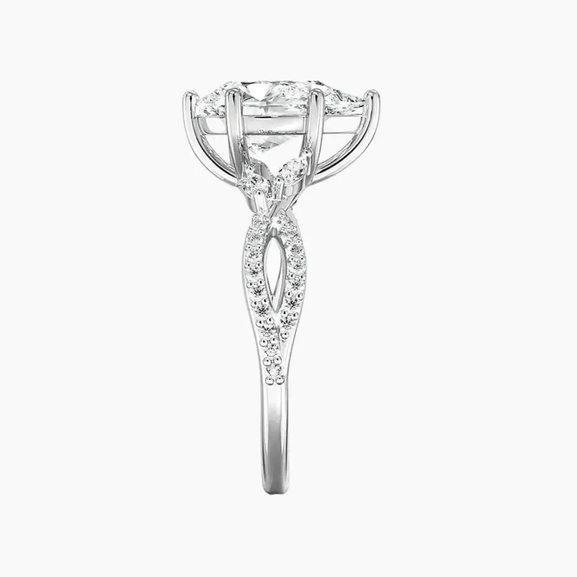 Amara Luxe Adorned Pear Designer 1 Carat Lab Grown Diamond Engagement Ring in 14K Rose Gold