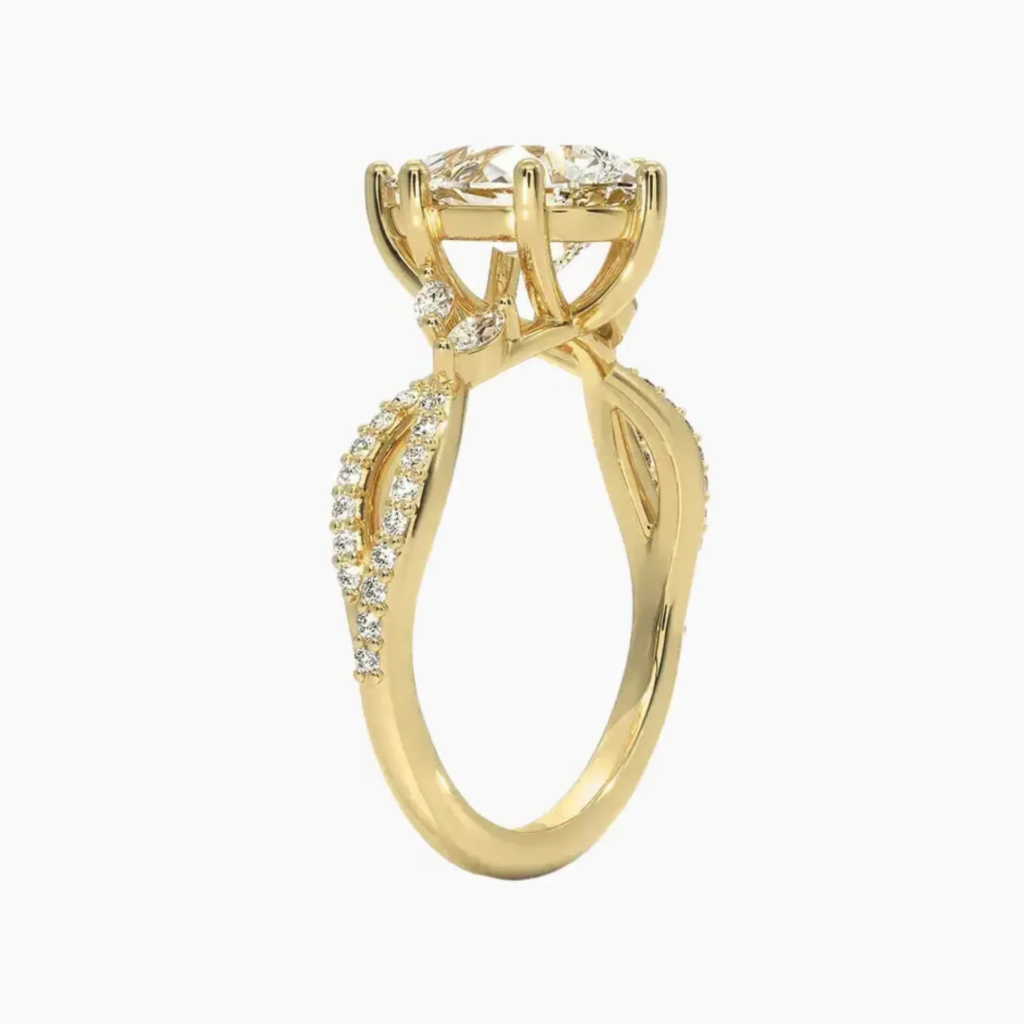 Amara Luxe Adorned Pear Designer Diamond Ring Setting in 18K Rose Gold
