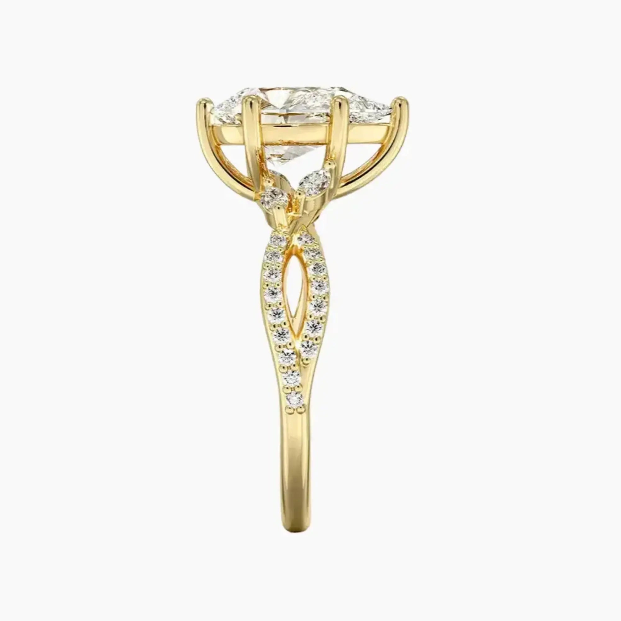 Amara Luxe Adorned Pear Designer Diamond Ring Setting in 14K White Gold