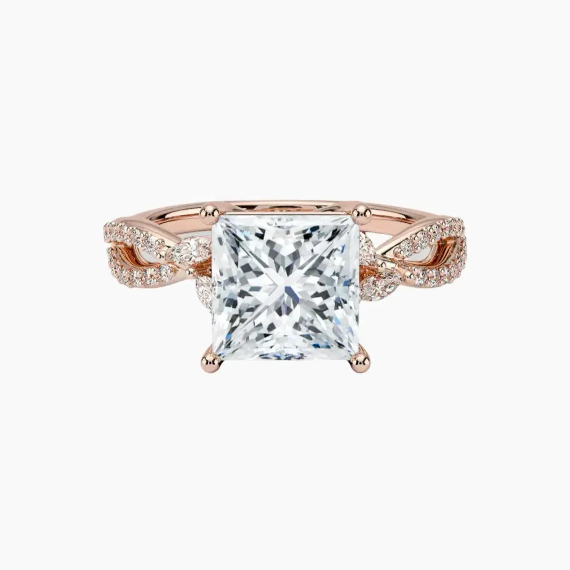 Amara Luxe Adorned Princess Designer 3 Carat Lab Grown Diamond Engagement Ring in 18K Yellow Gold