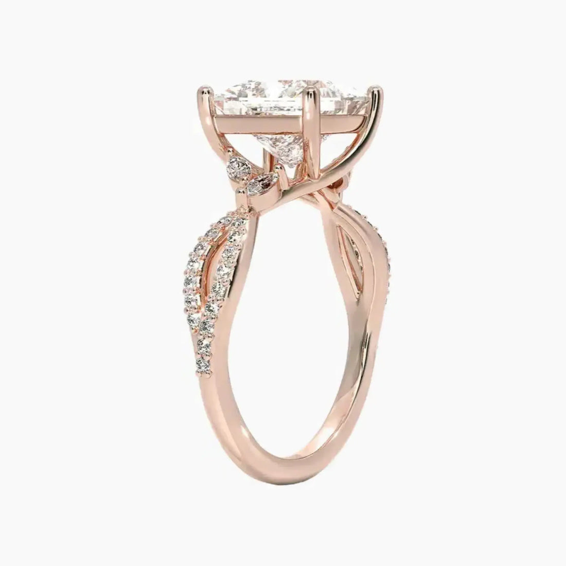 Amara Luxe Adorned Princess Designer 2.5 Carat Lab Grown Diamond Engagement Ring in 18K Yellow Gold
