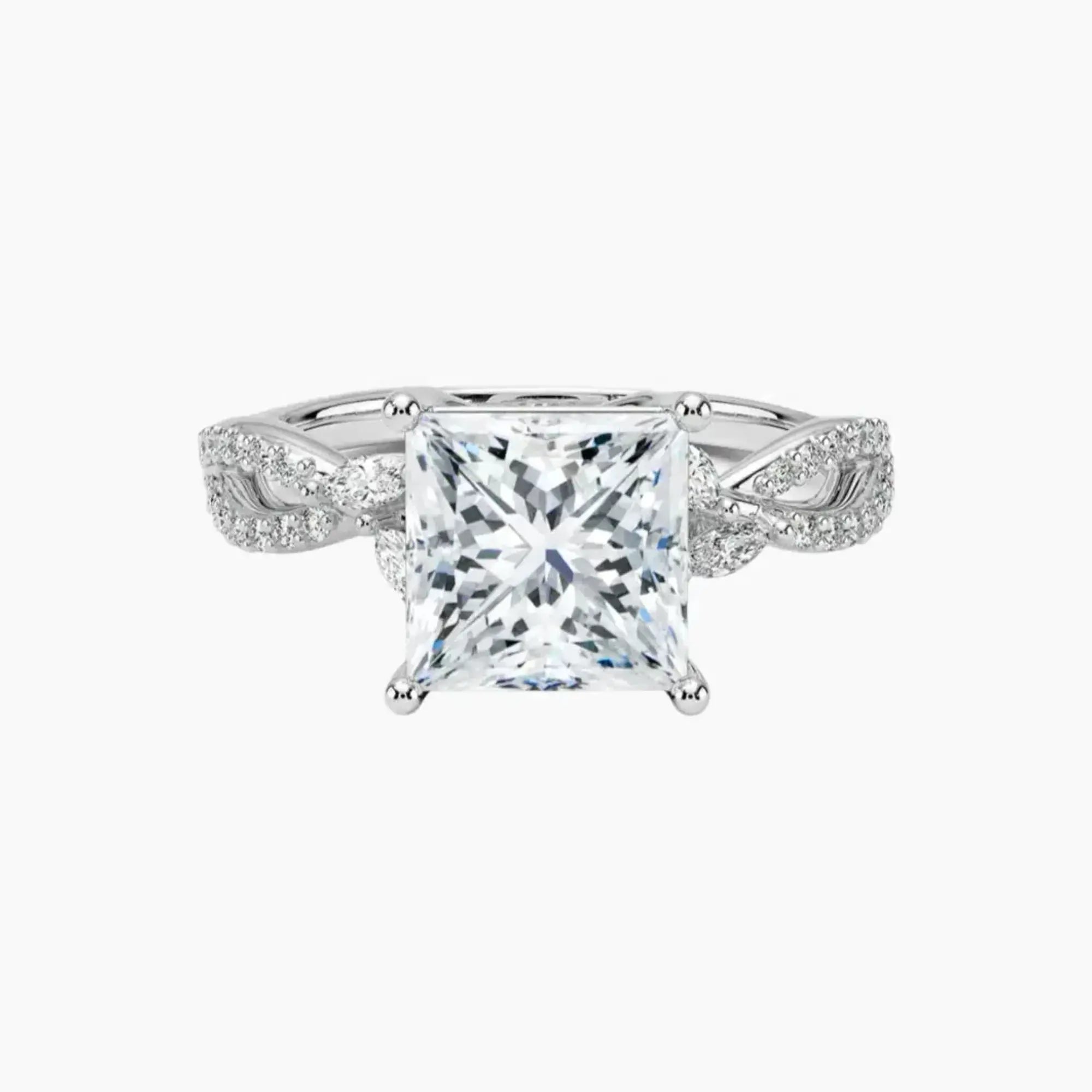 Amara Luxe Adorned Princess Designer 3 Carat Lab Grown Diamond Engagement Ring in 18K Yellow Gold