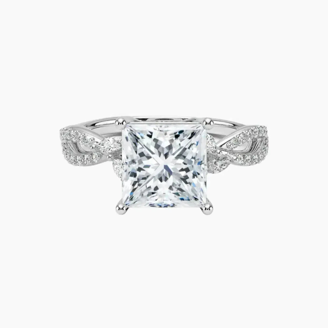 Amara Luxe Adorned Princess Designer 3 Carat Lab Grown Diamond Engagement Ring in 18K Yellow Gold