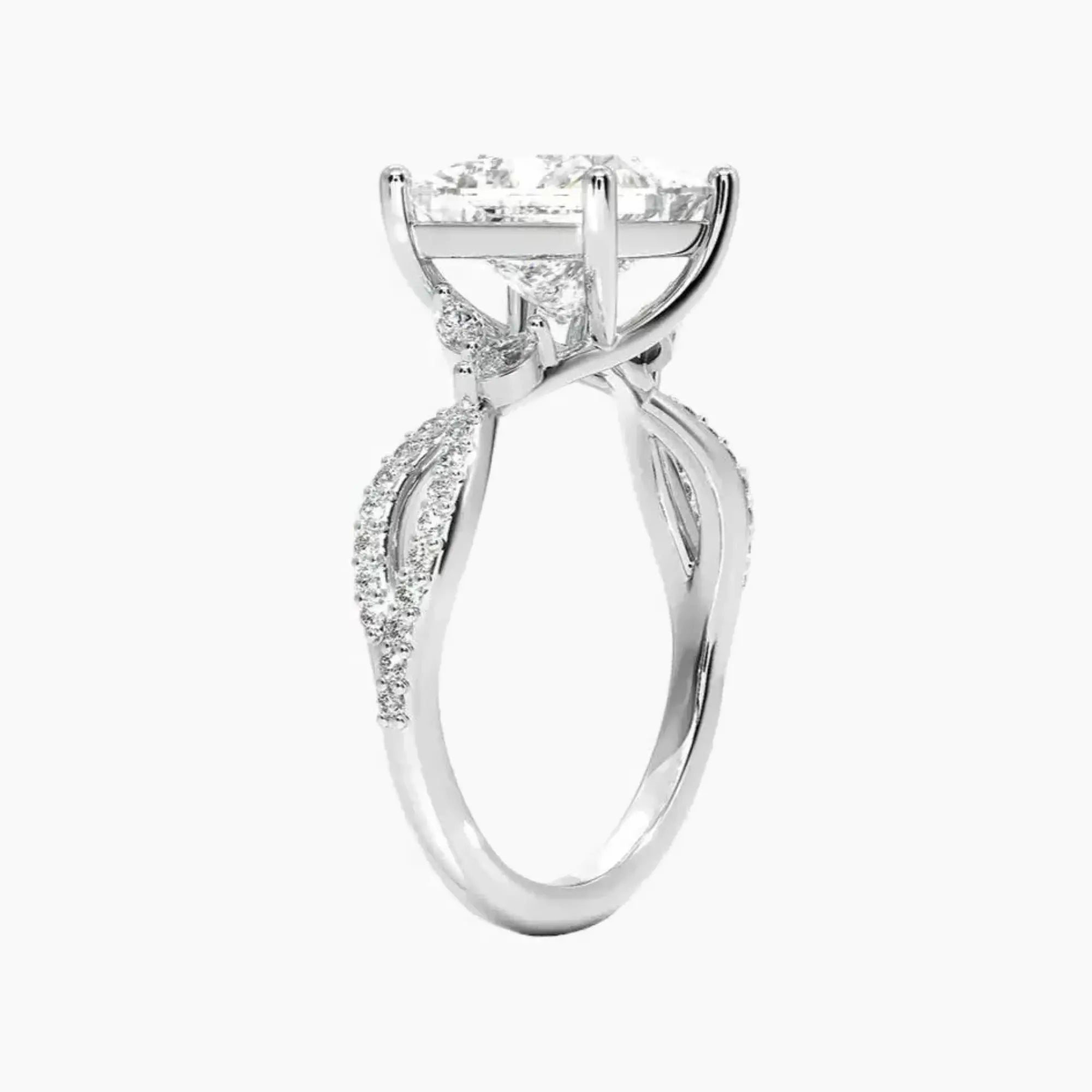 Amara Luxe Adorned Princess Designer 1 Carat Lab Grown Diamond Engagement Ring in 14K White Gold