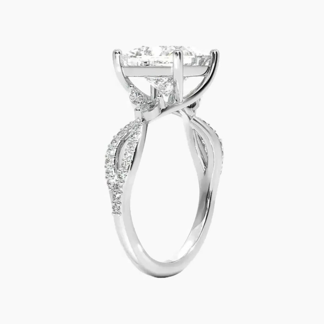 Amara Luxe Adorned Princess Designer Diamond Ring Setting in 14K Rose Gold