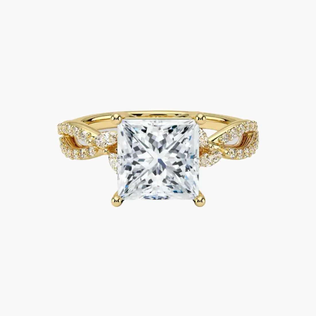 Amara Luxe Adorned Princess Designer 2 Carat Lab Grown Diamond Engagement Ring in 14K White Gold