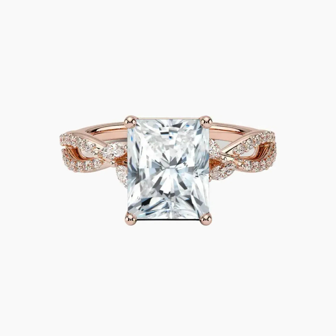 Amara Luxe Adorned Radiant Designer 2 Carat Lab Grown Diamond Engagement Ring in 14K Yellow Gold