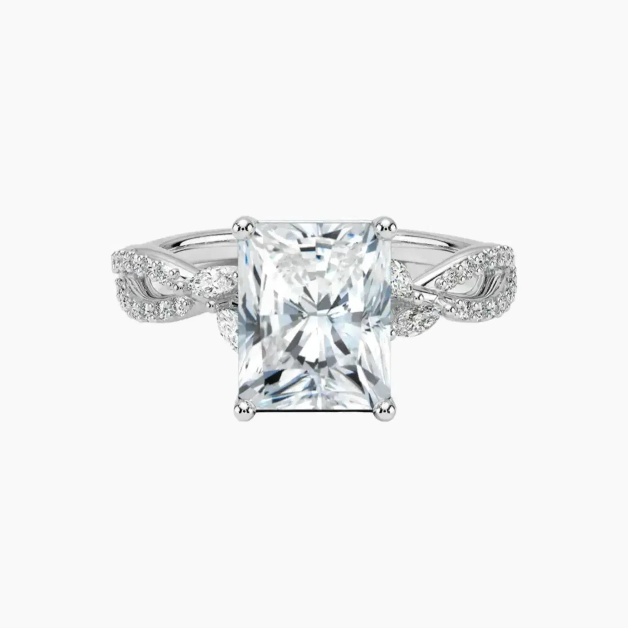Amara Luxe Adorned Radiant Designer Diamond Ring Setting in 14K White Gold