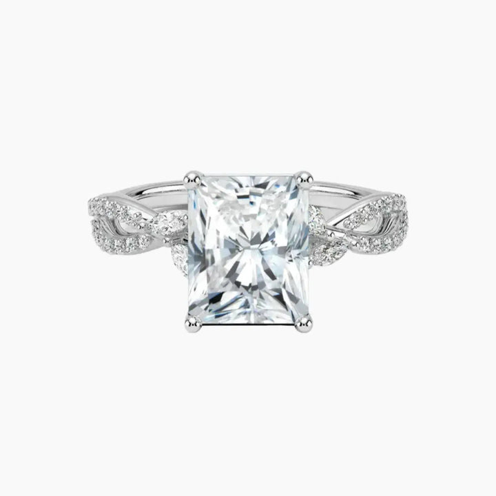 Amara Luxe Adorned Radiant Designer 2.5 Carat Lab Grown Diamond Engagement Ring in 14K White Gold