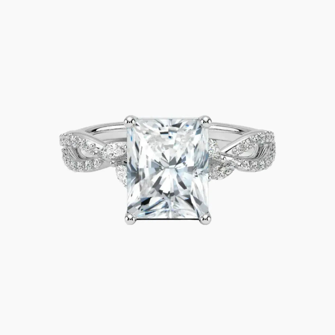 Amara Luxe Adorned Radiant Designer 3 Carat Lab Grown Diamond Engagement Ring in 18K Rose Gold