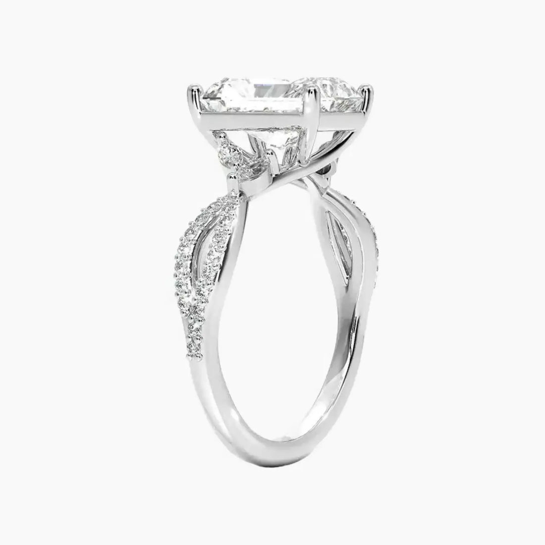 Amara Luxe Adorned Radiant Designer 2.5 Carat Lab Grown Diamond Engagement Ring in 14K Yellow Gold