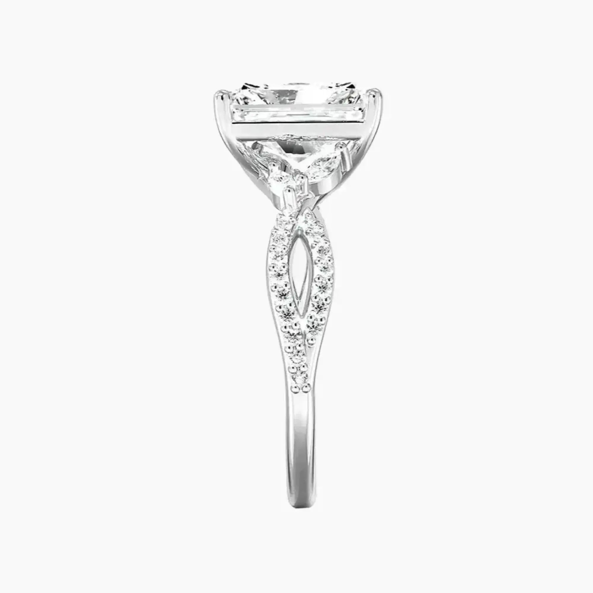 Amara Luxe Adorned Radiant Designer 1 Carat Lab Grown Diamond Engagement Ring in 14K Rose Gold