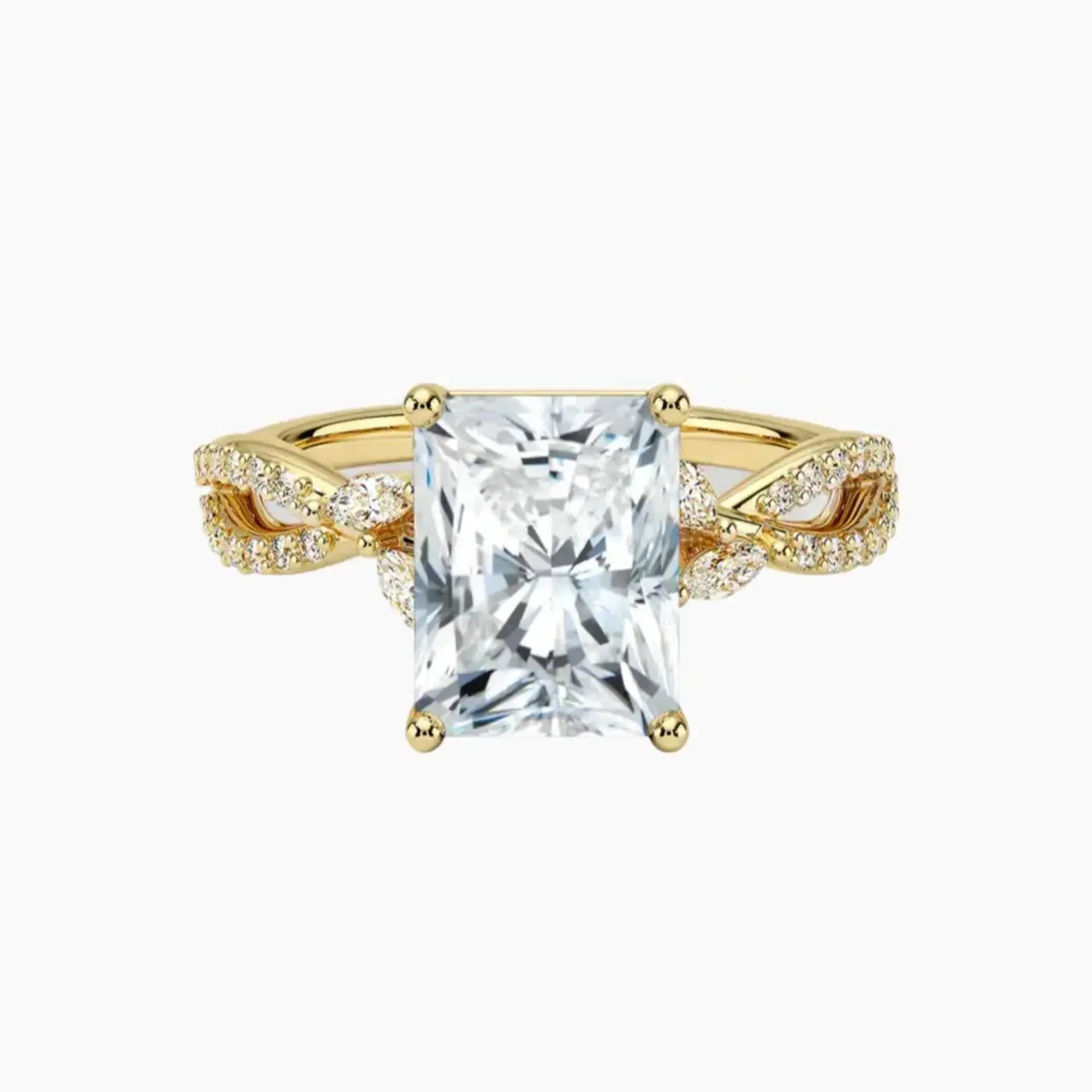 Amara Luxe Adorned Radiant Designer 1.5 Carat Lab Grown Diamond Engagement Ring in 14K White Gold