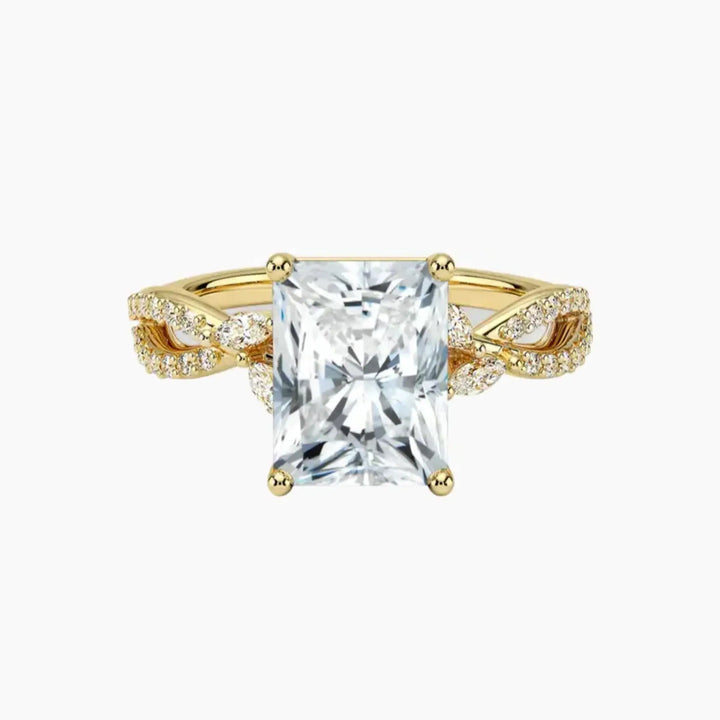 Amara Luxe Adorned Radiant Designer 2 Carat Lab Grown Diamond Engagement Ring in 18K Yellow Gold