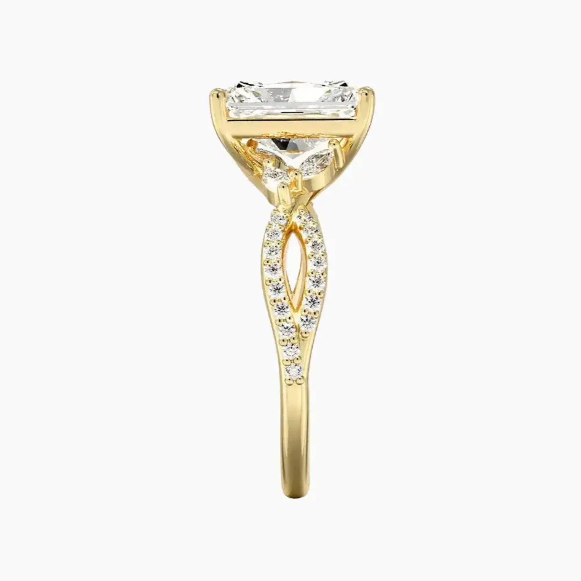 Amara Luxe Adorned Radiant Designer 2 Carat Lab Grown Diamond Engagement Ring in 18K Rose Gold