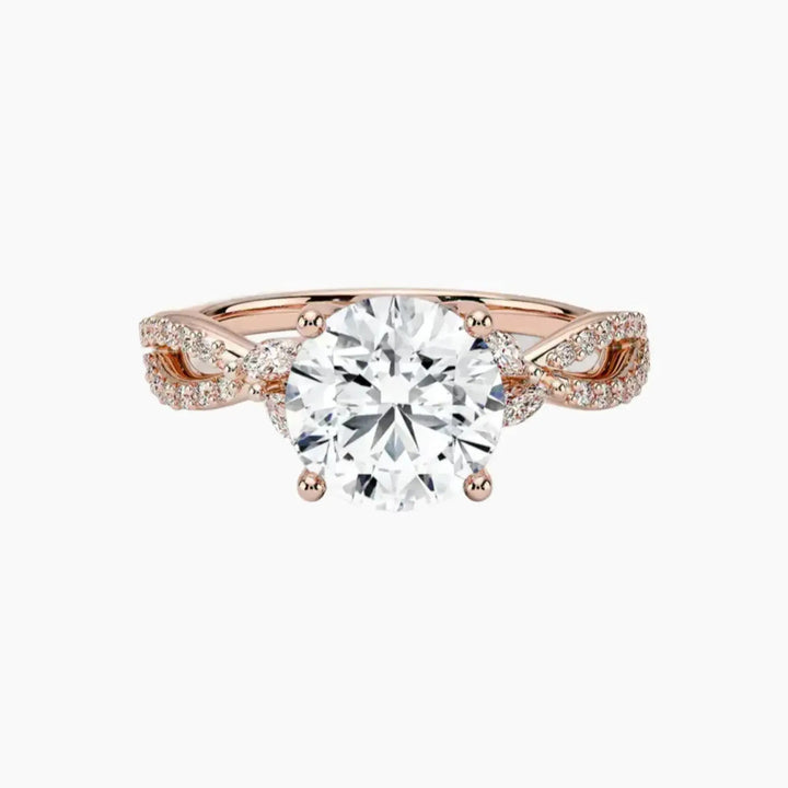 Amara Luxe Adorned Round Designer 1.5 Carat Lab Grown Diamond Engagement Ring in 14K Rose Gold