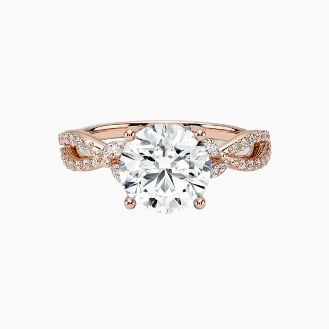Amara Luxe Adorned Round Designer 3 Carat Lab Grown Diamond Engagement Ring in 18K Rose Gold