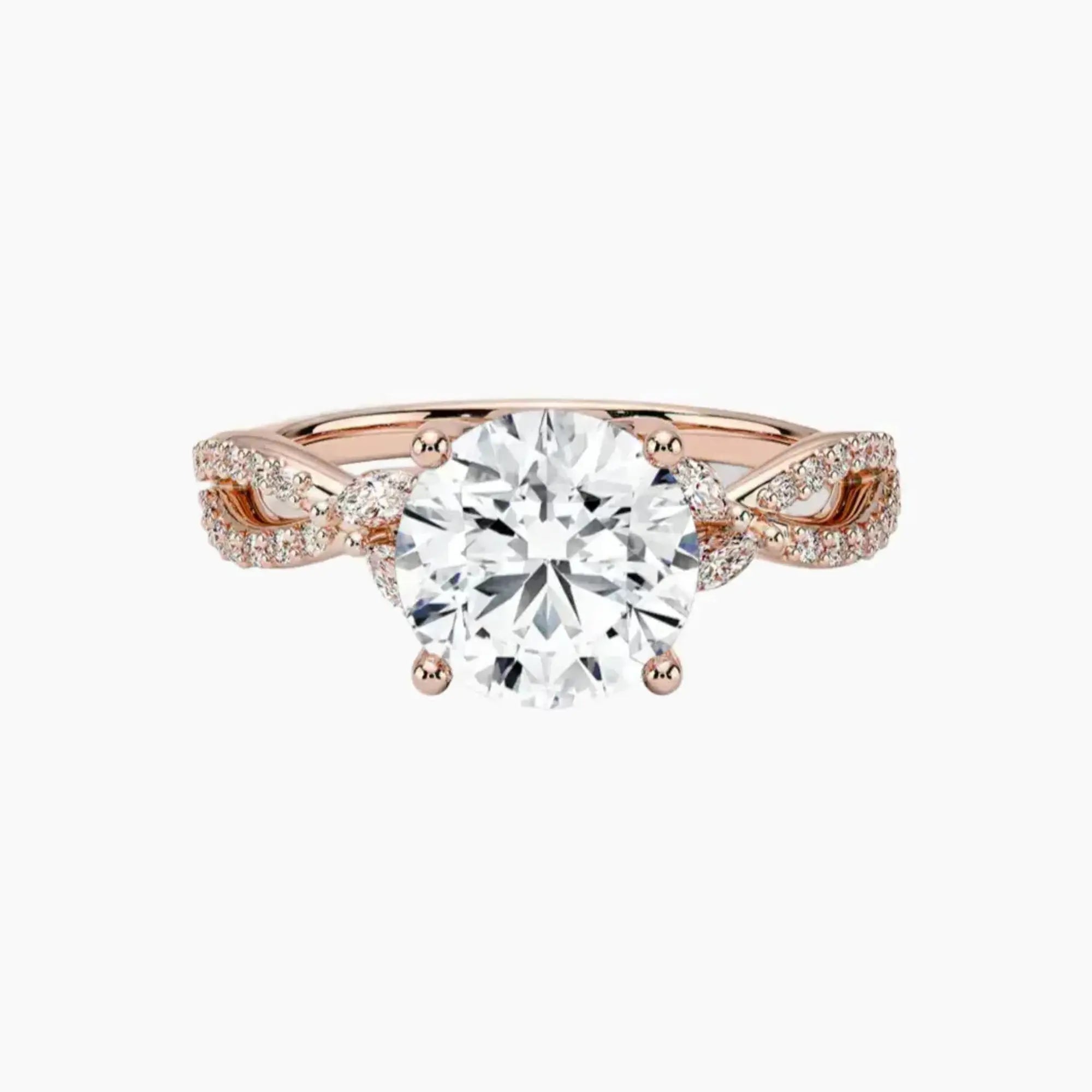 Amara Luxe Adorned Round Designer 2.5 Carat Lab Grown Diamond Engagement Ring in 18K Yellow Gold