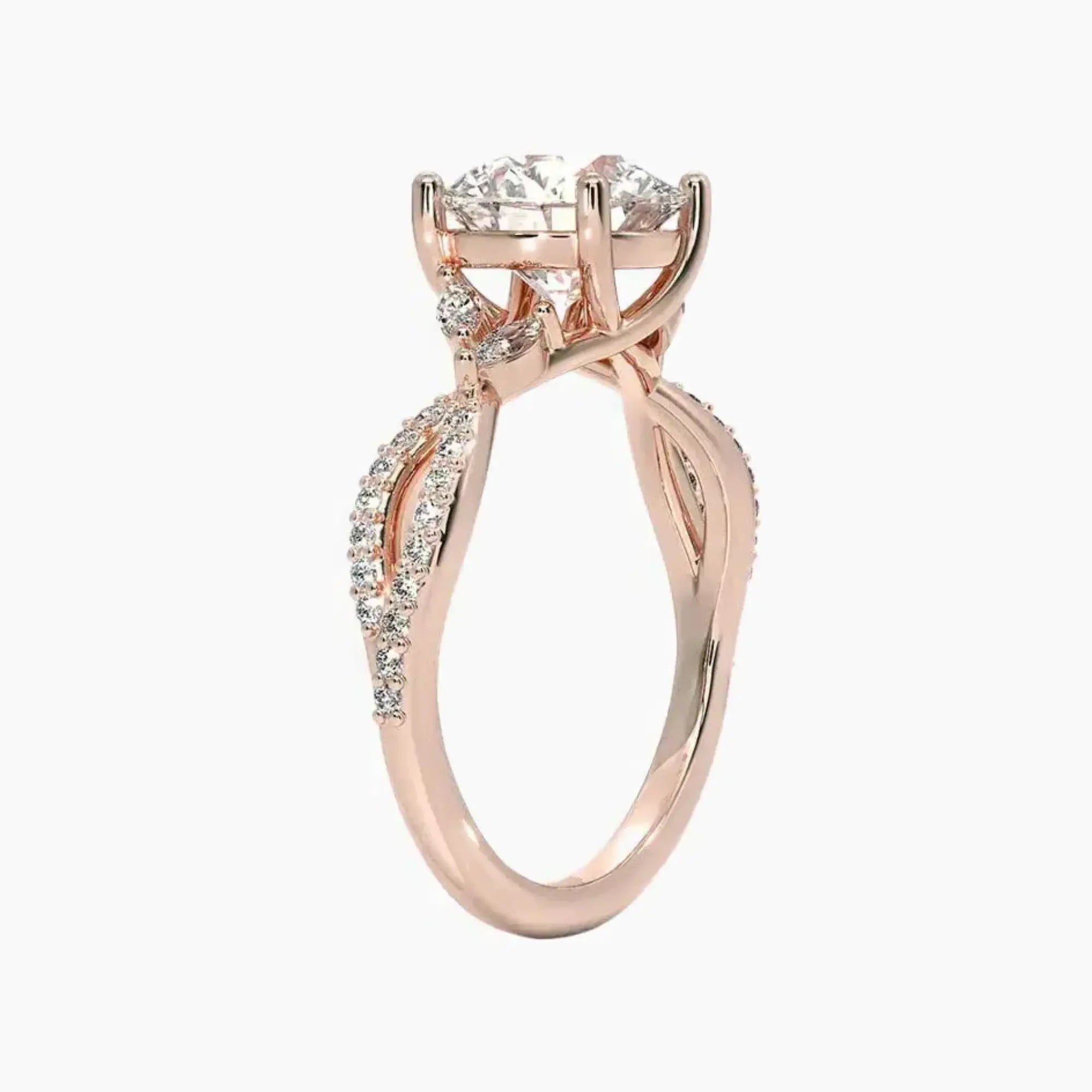 Amara Luxe Adorned Round Designer Diamond Ring Setting in 14K White Gold