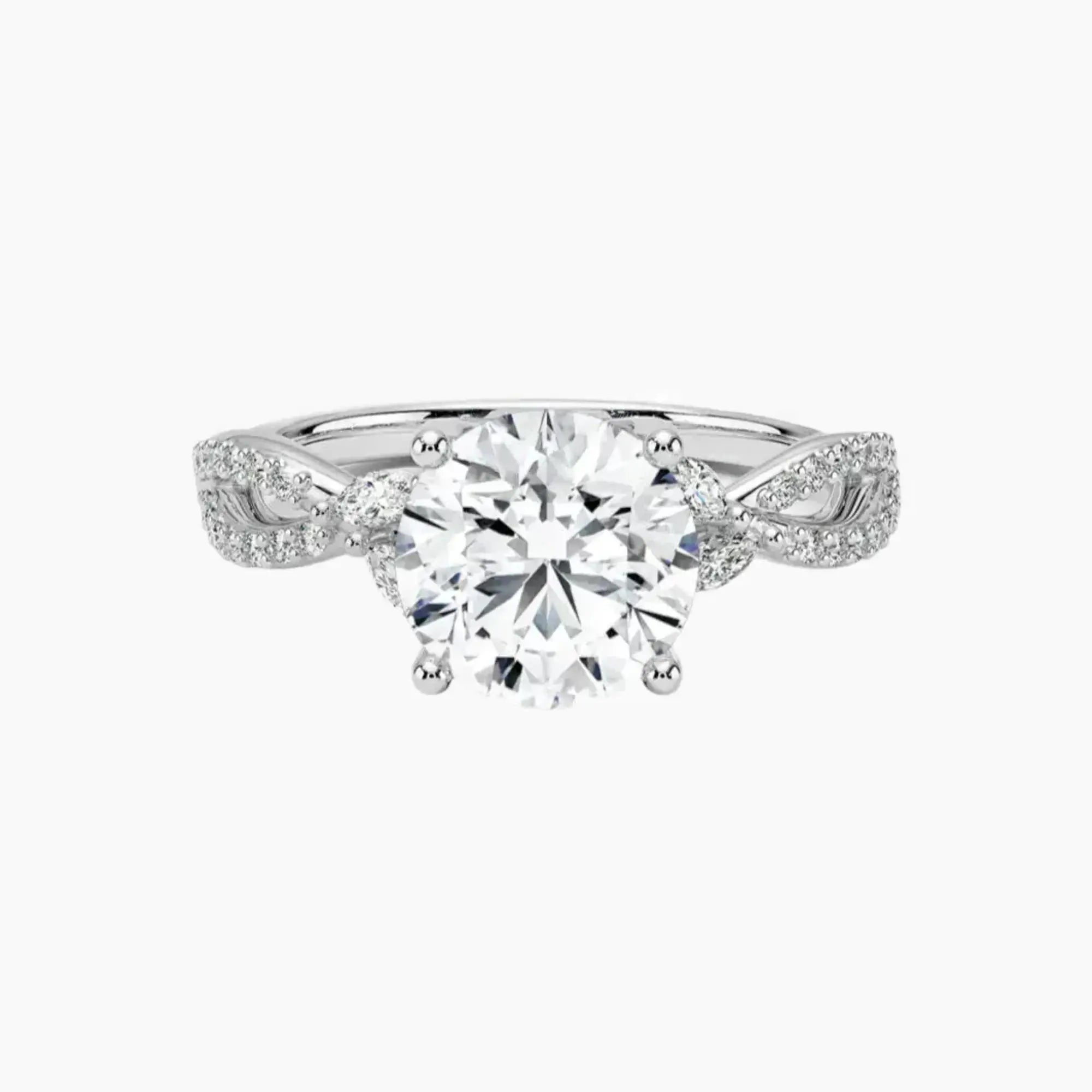 Amara Luxe Adorned Round Designer 2.5 Carat Lab Grown Diamond Engagement Ring in 14K Yellow Gold