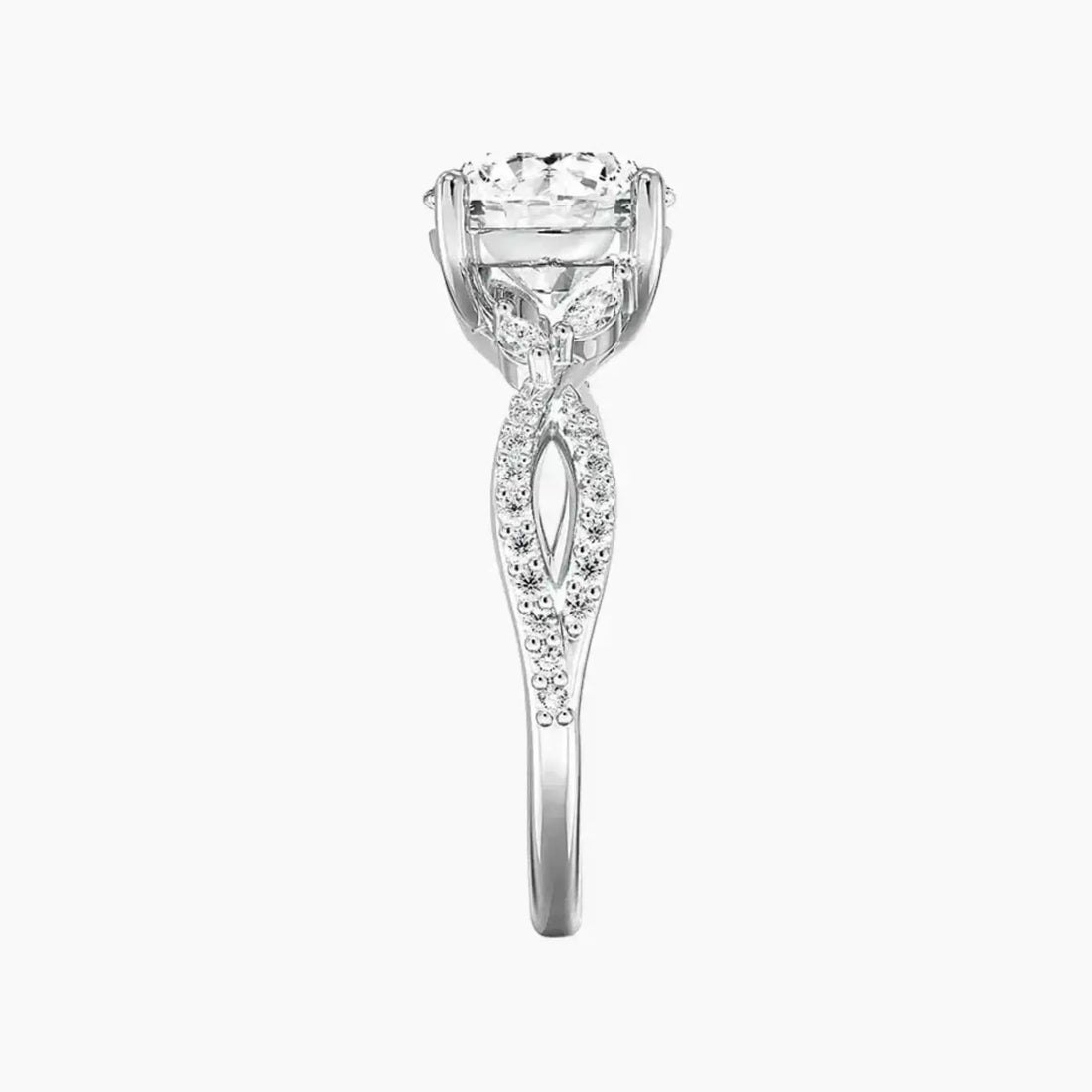 Amara Luxe Adorned Round Designer 1.5 Carat Lab Grown Diamond Engagement Ring in 14K White Gold