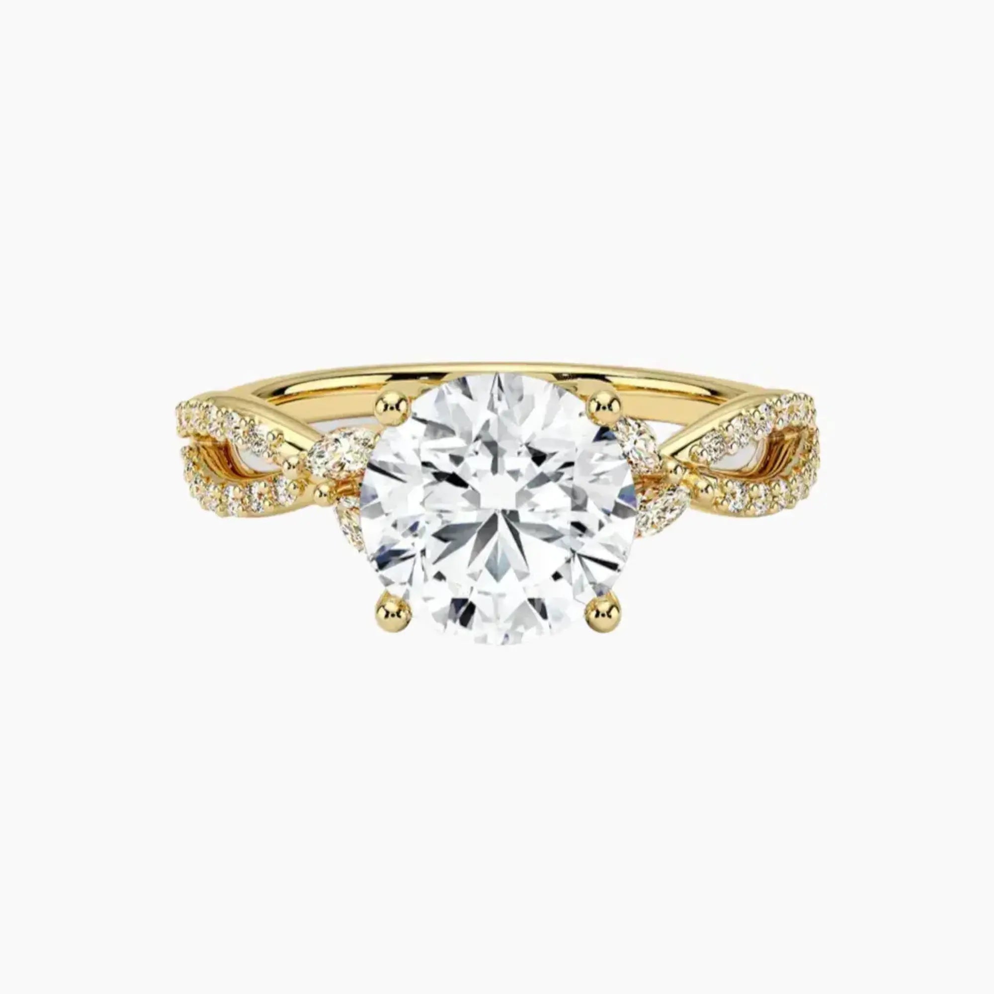 Amara Luxe Adorned Round Designer 2.5 Carat Lab Grown Diamond Engagement Ring in 18K White Gold