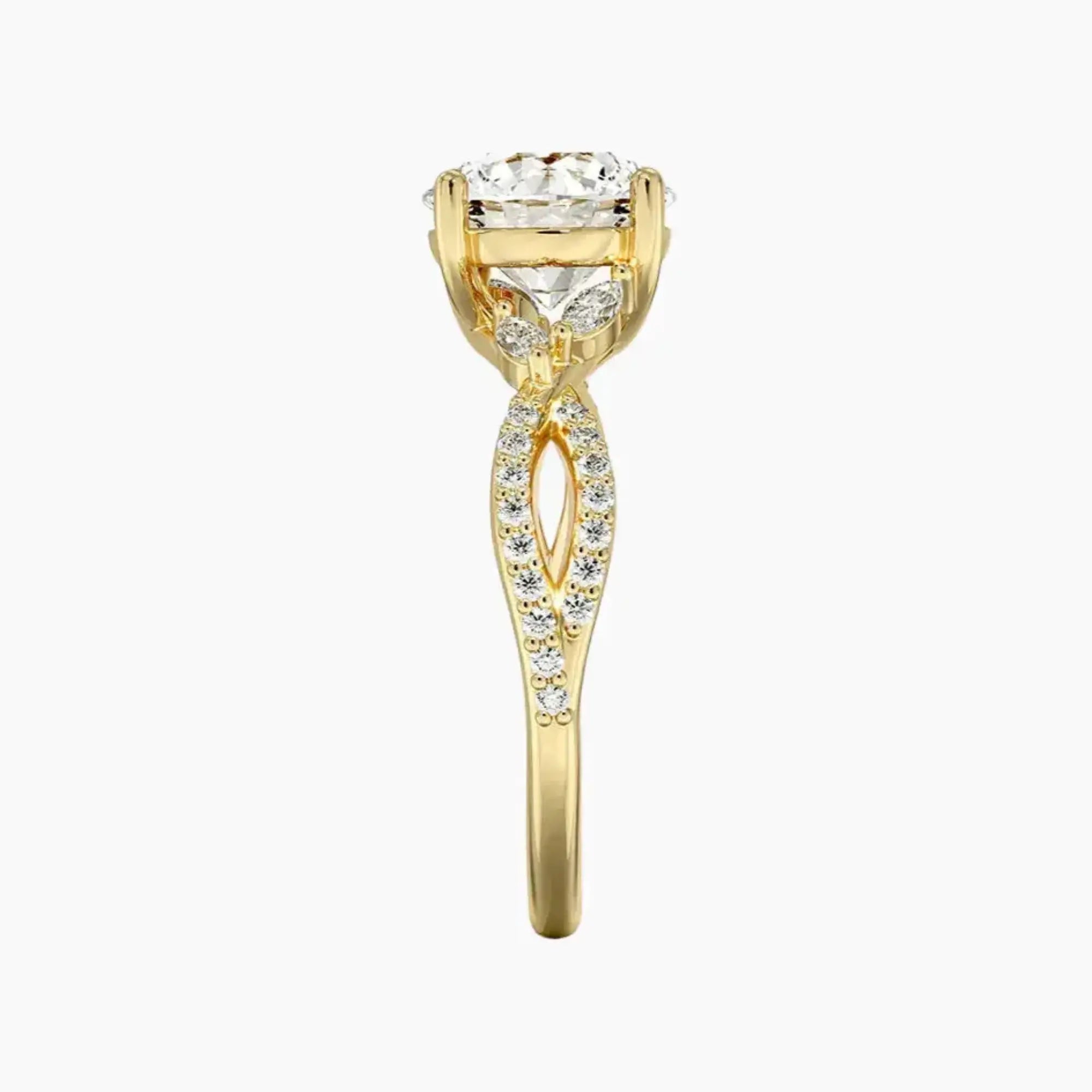 Amara Luxe Adorned Round Designer 1 Carat Lab Grown Diamond Engagement Ring in 18K Rose Gold