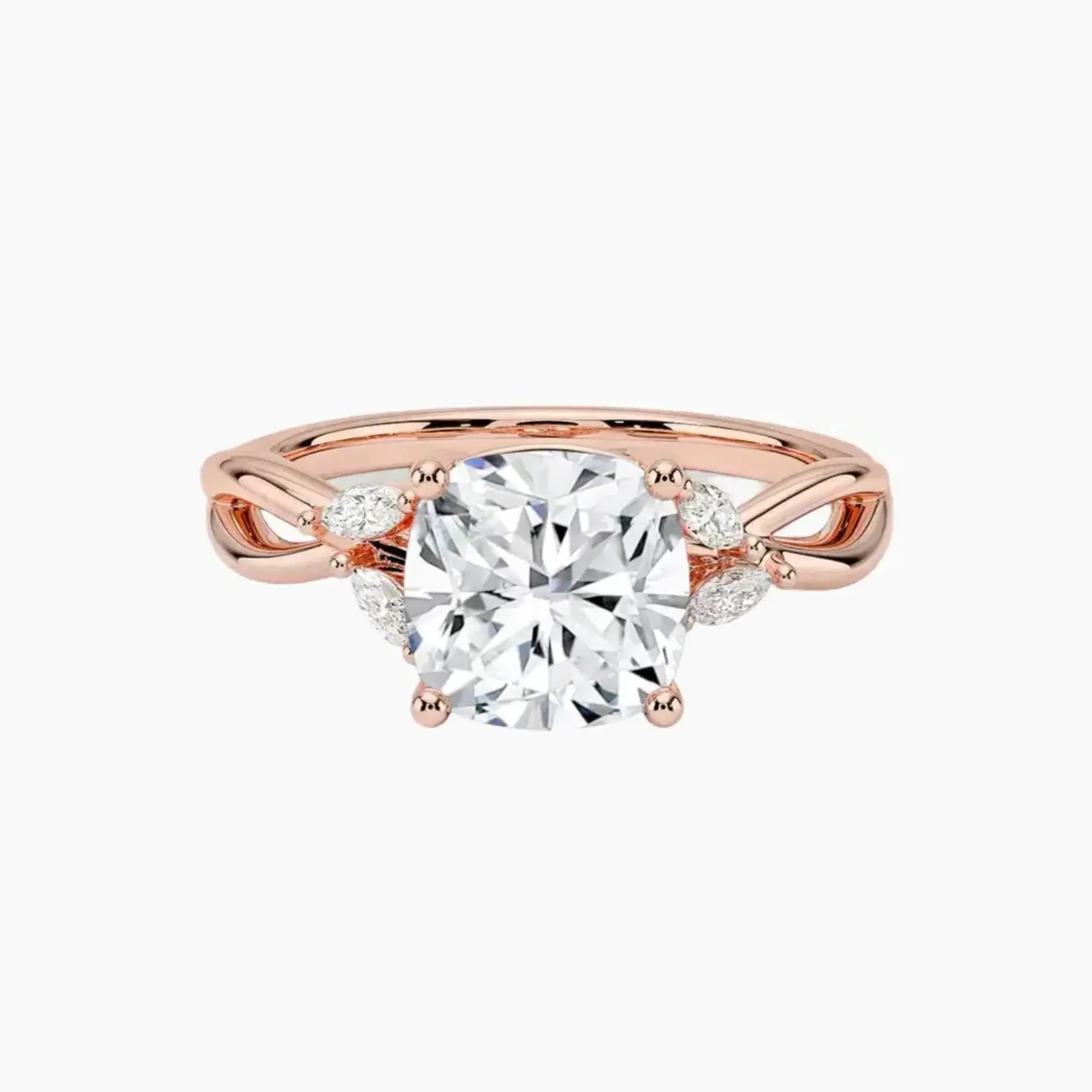 Amara Cushion Designer 1.5 Carat Lab Grown Diamond Engagement Ring in 18K Rose Gold