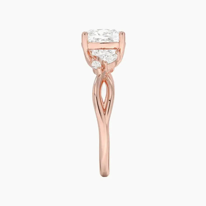 Amara Cushion Designer 3 Carat Lab Grown Diamond Engagement Ring in 18K White Gold
