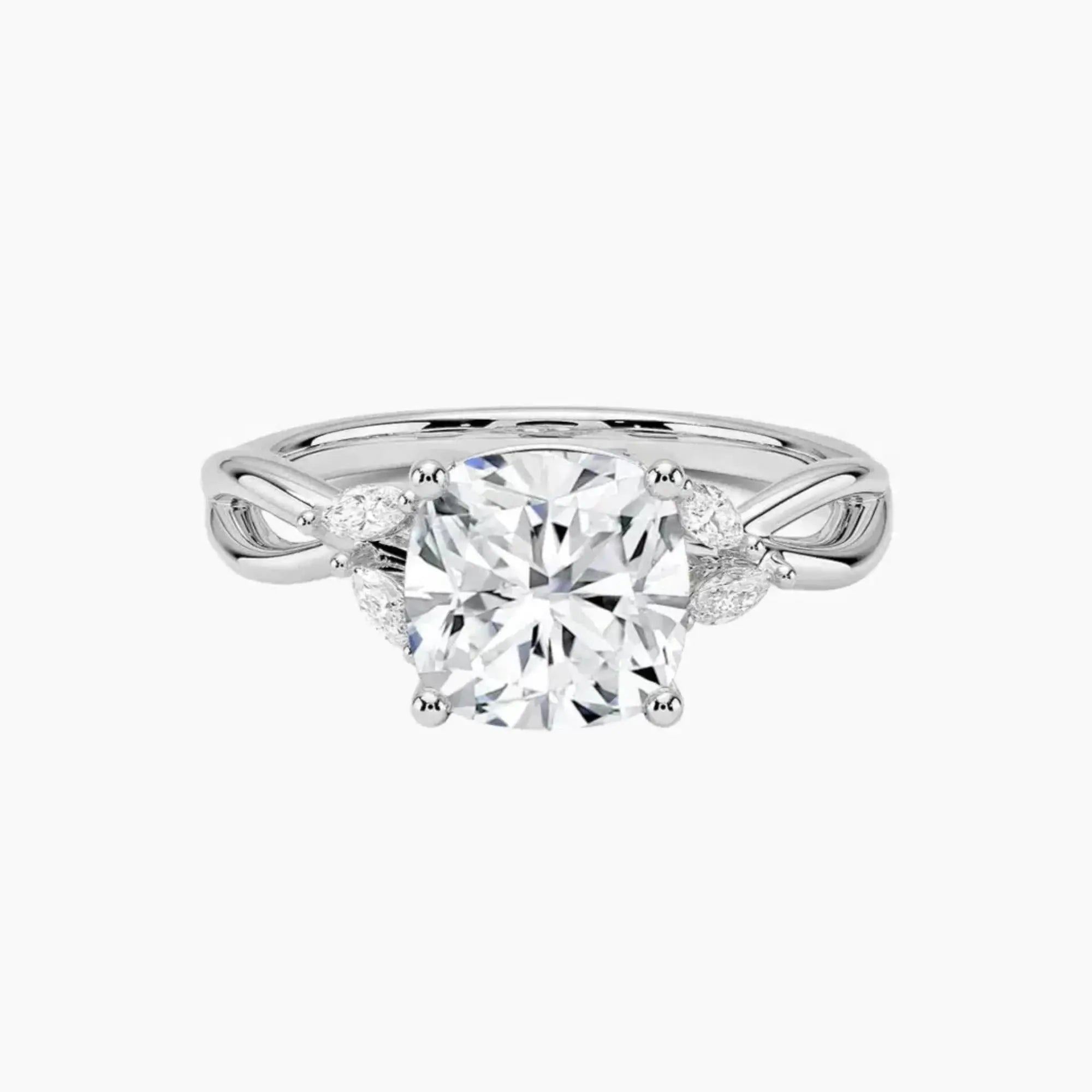 Amara Cushion Designer Diamond Ring Setting in 18K Rose Gold