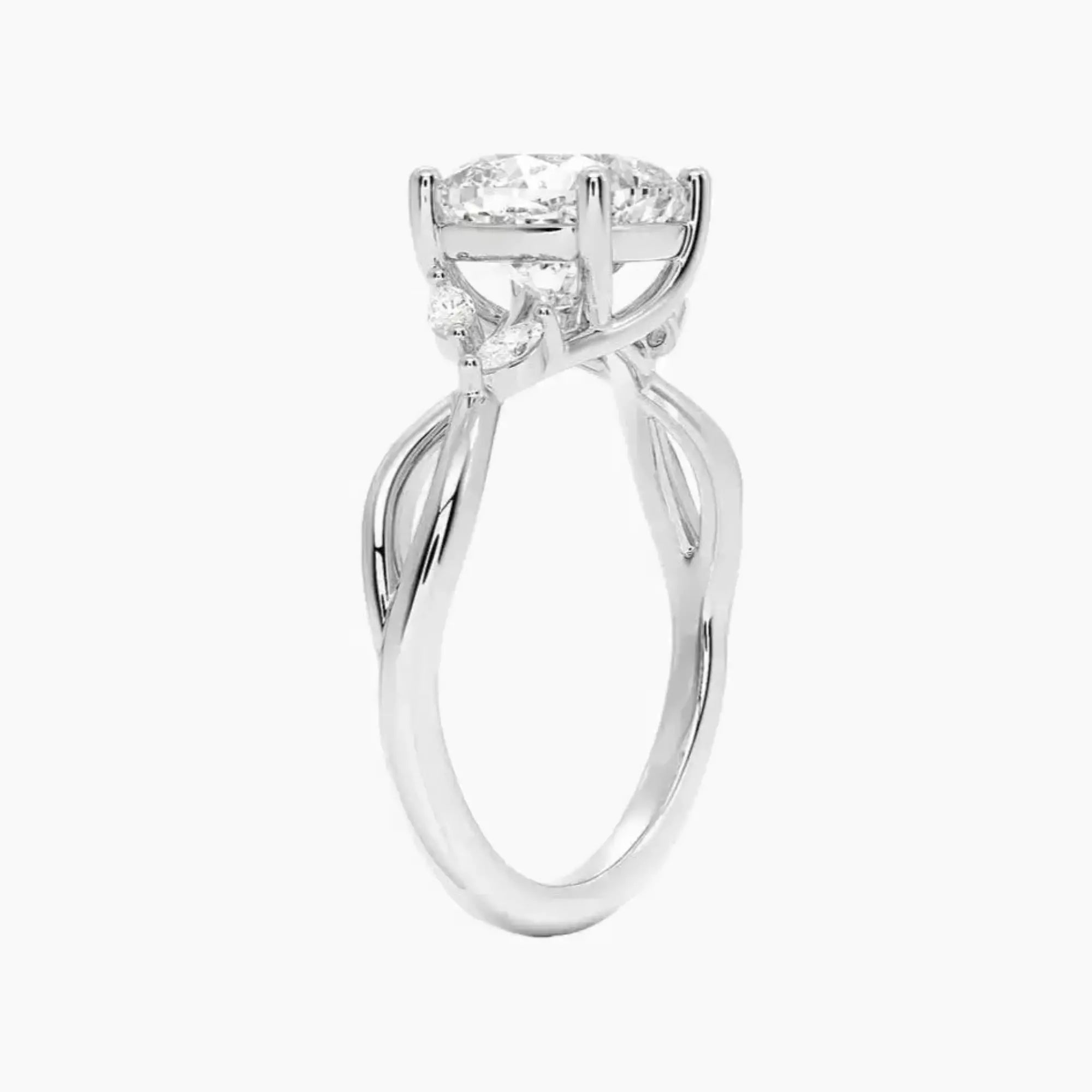 Amara Cushion Designer Diamond Ring Setting in 14K White Gold