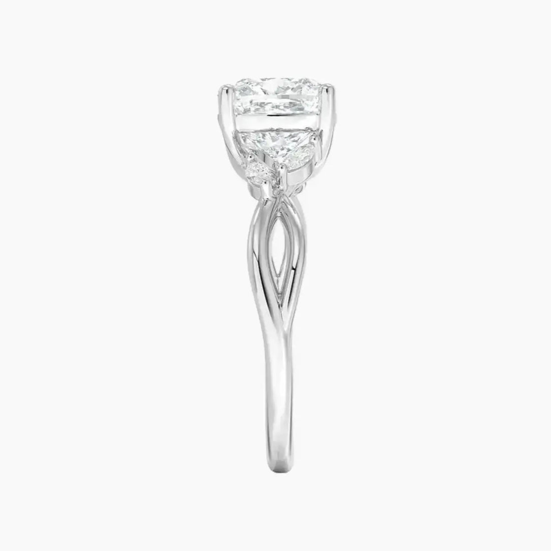Amara Cushion Designer 1 Carat Lab Grown Diamond Engagement Ring in 18K White Gold