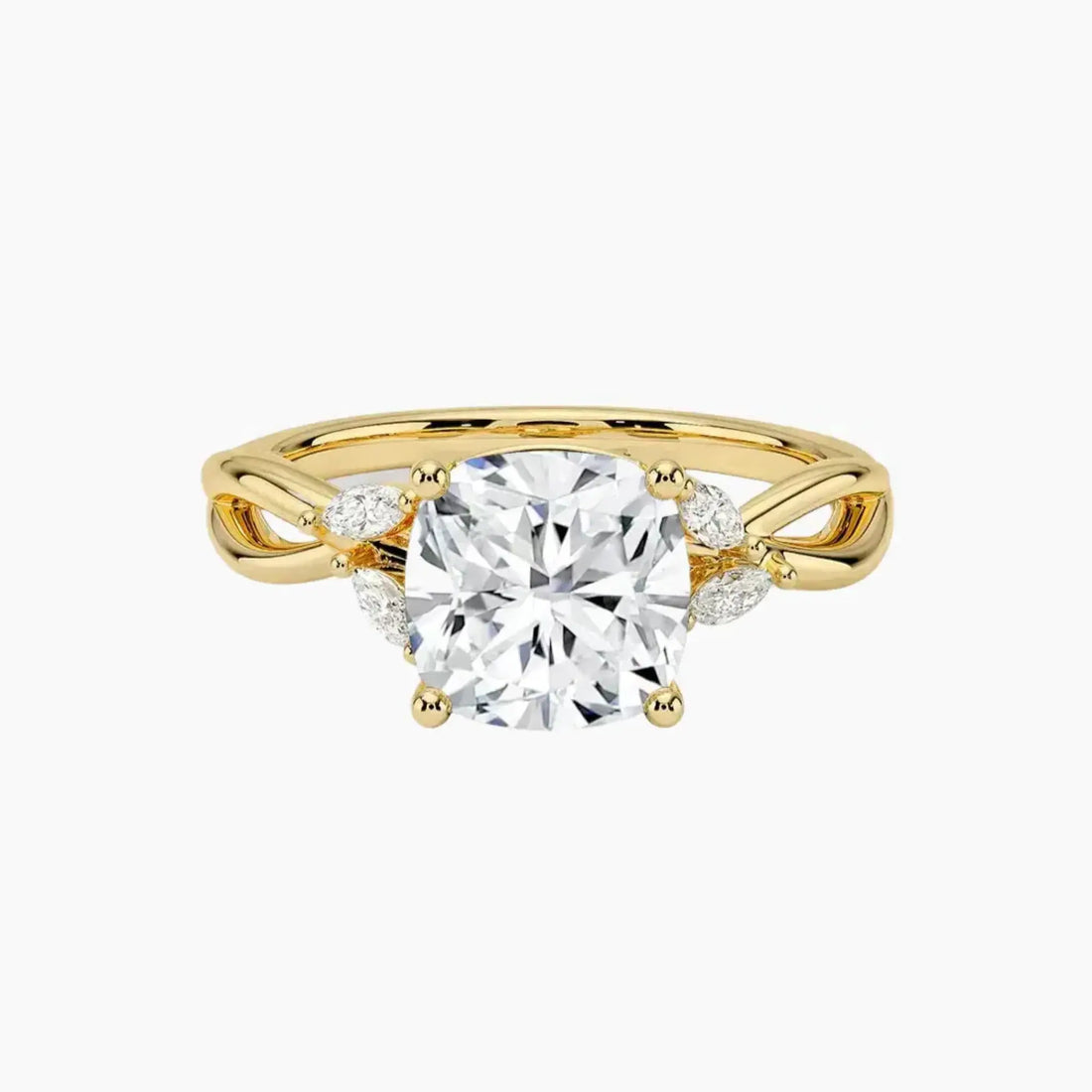 Amara Cushion Designer 1.5 Carat Lab Grown Diamond Engagement Ring in 14K Yellow Gold