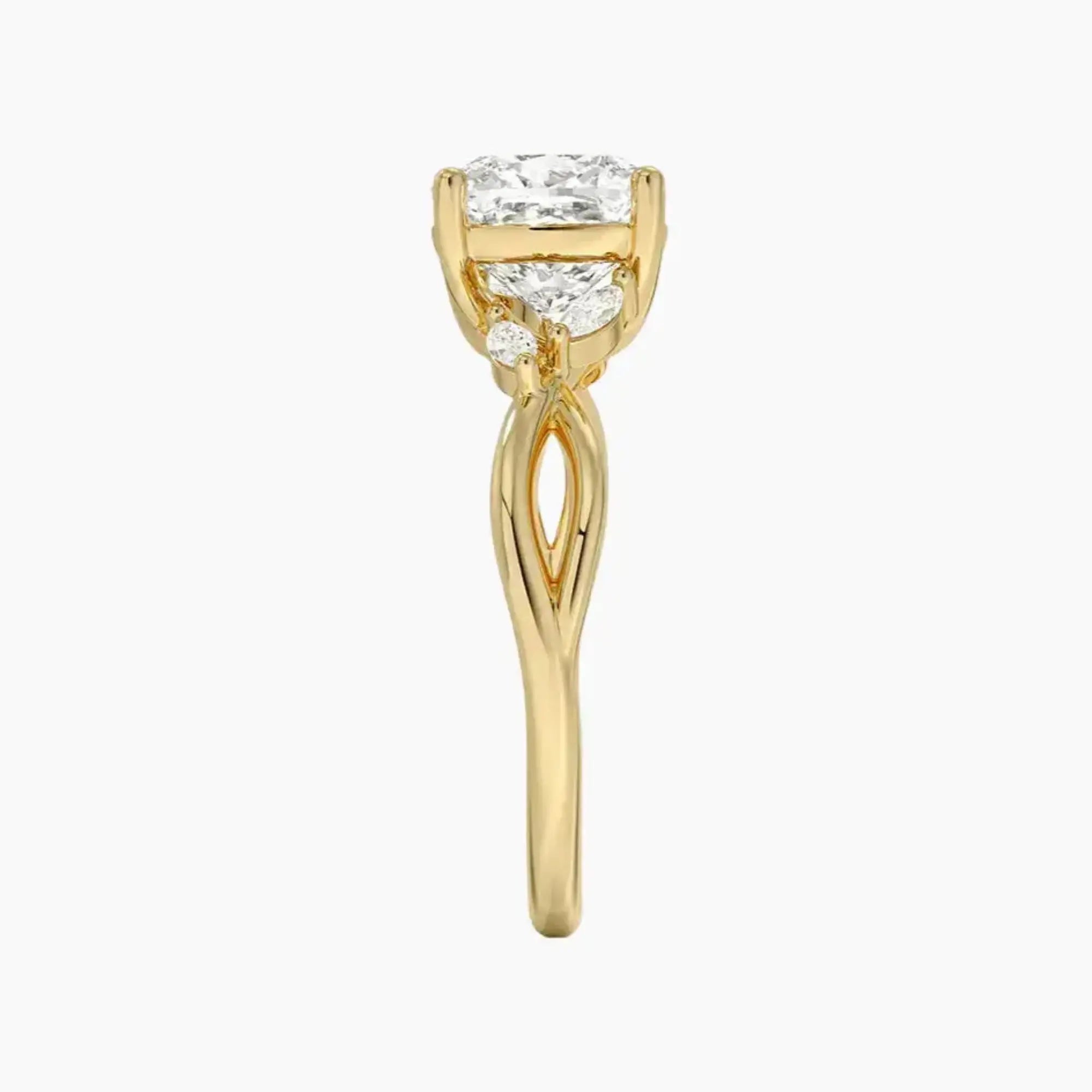 Amara Cushion Designer 1.5 Carat Lab Grown Diamond Engagement Ring in 14K Yellow Gold