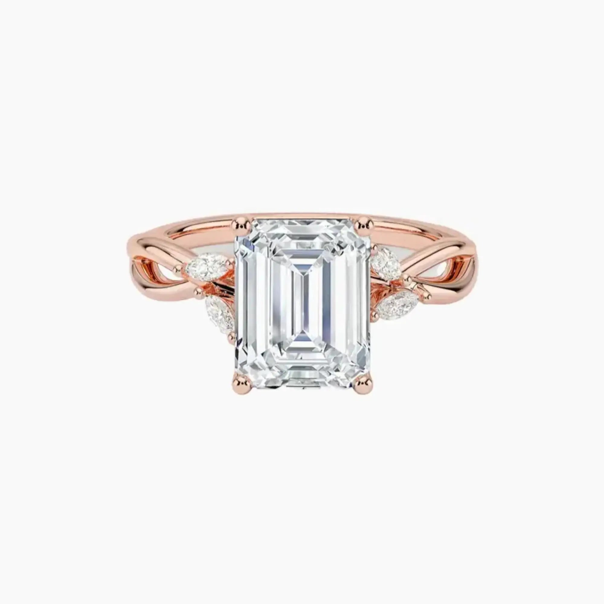 Amara Emerald Designer Diamond Ring Setting in 18K Yellow Gold