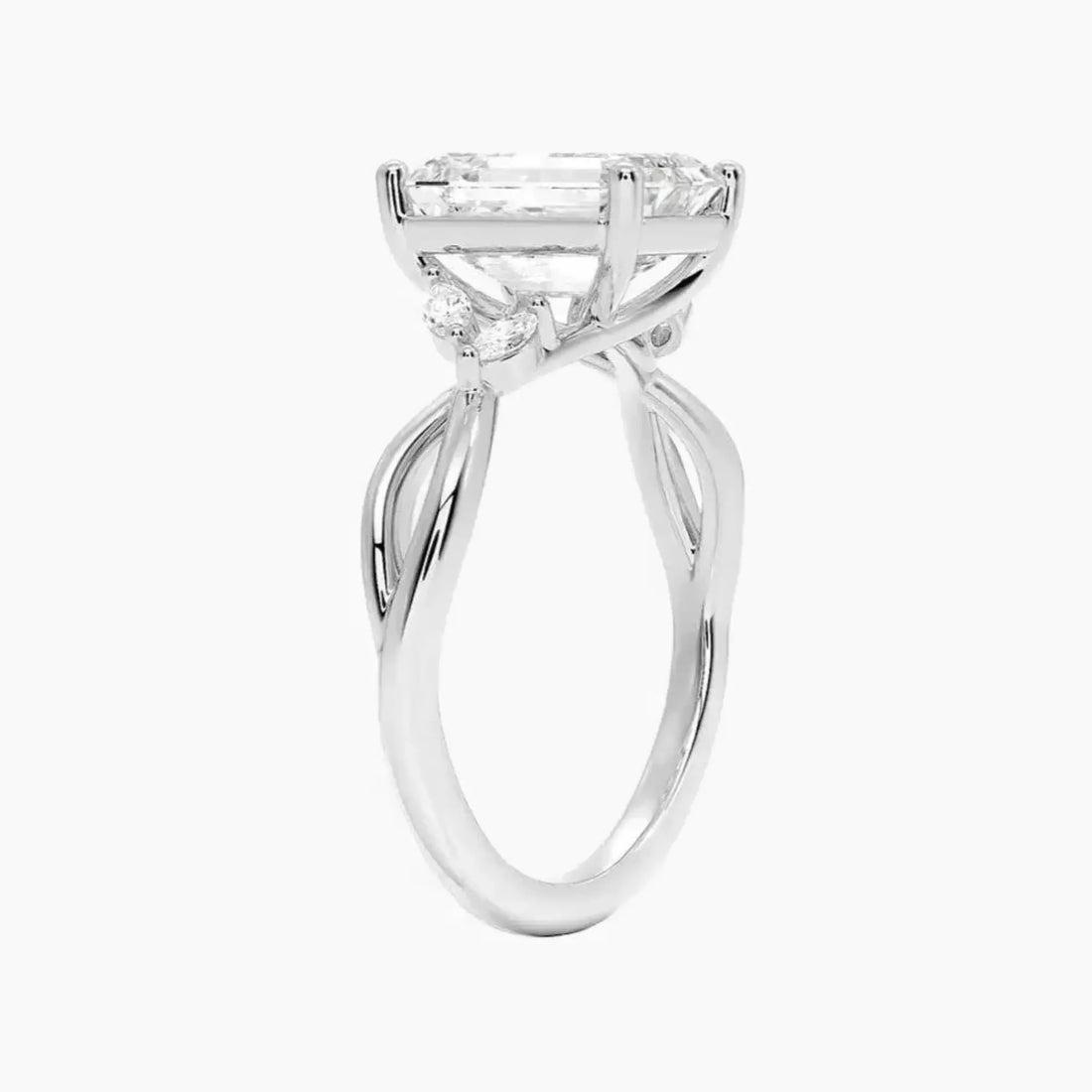 Amara Emerald Designer Diamond Ring Setting in 14K White Gold