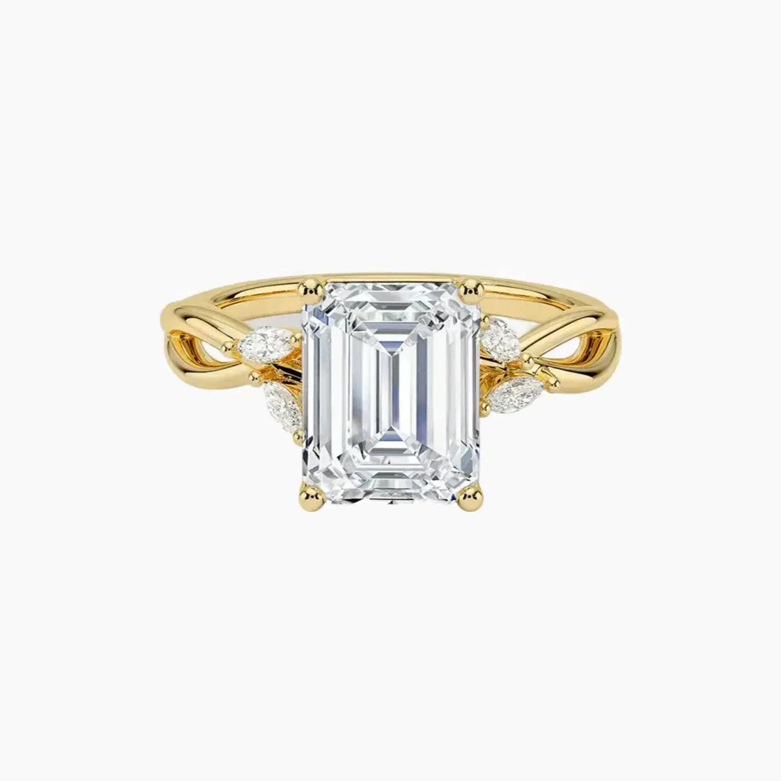 Amara Emerald Designer 2 Carat Lab Grown Diamond Engagement Ring in 14K White Gold
