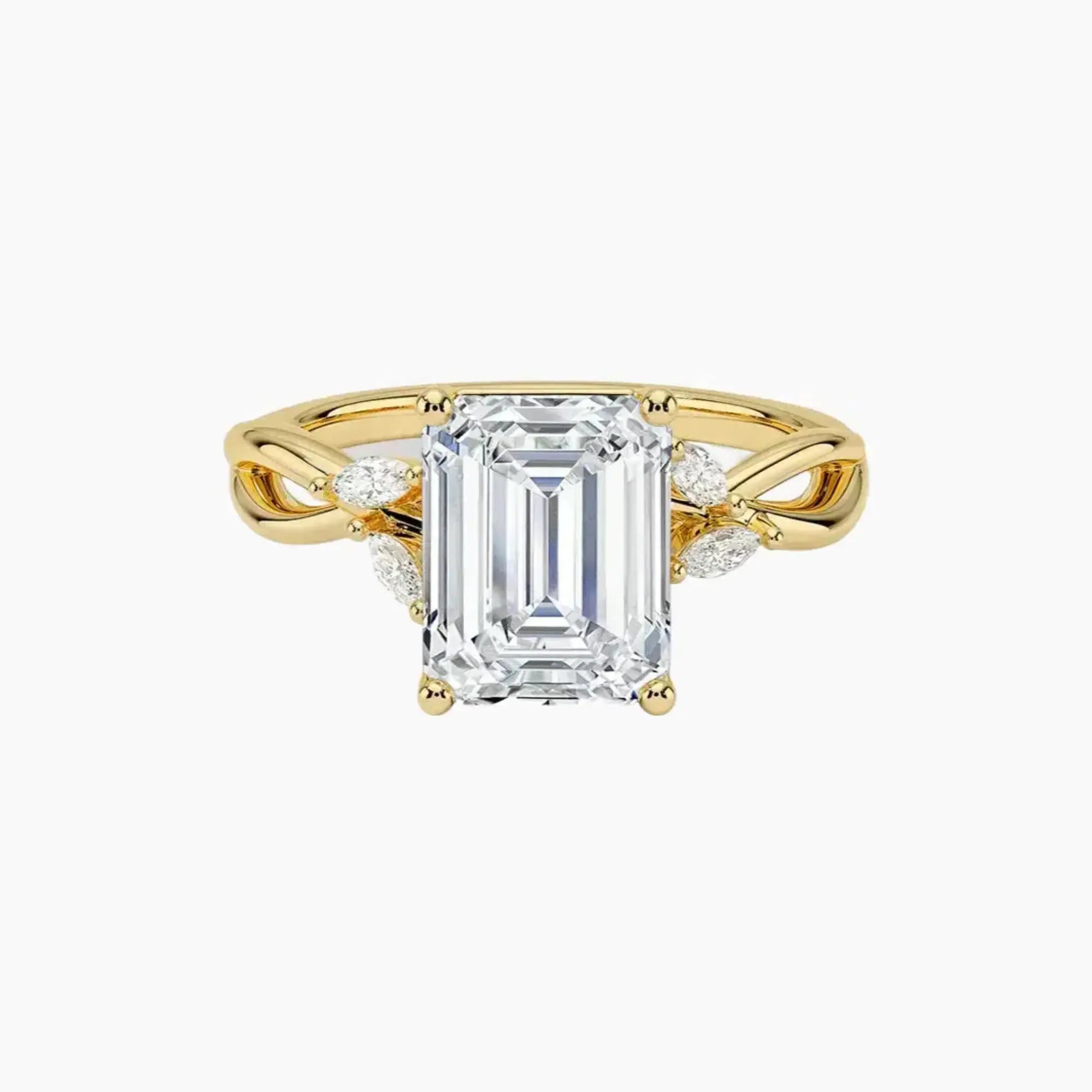 Amara Emerald Designer 1.5 Carat Lab Grown Diamond Engagement Ring in 18K White Gold