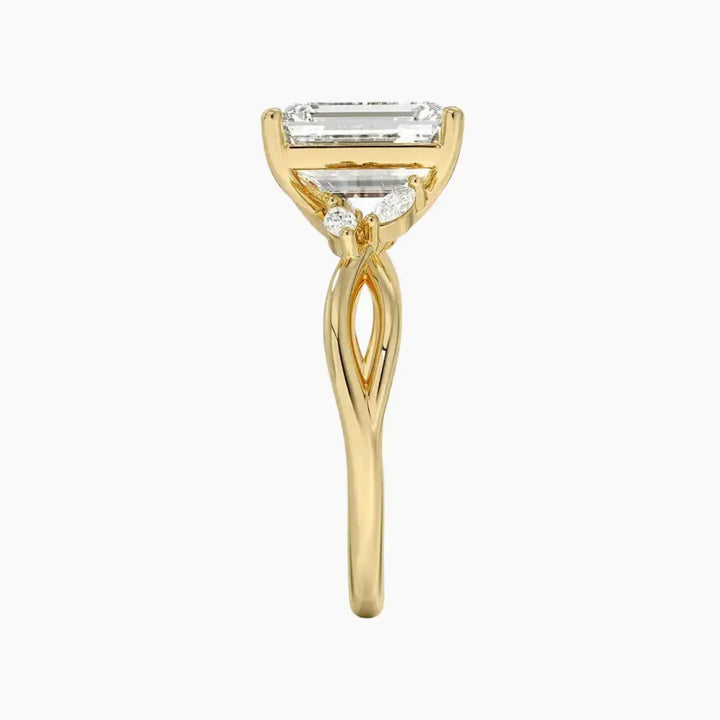 Amara Emerald Designer 2 Carat Lab Grown Diamond Engagement Ring in 18K Rose Gold