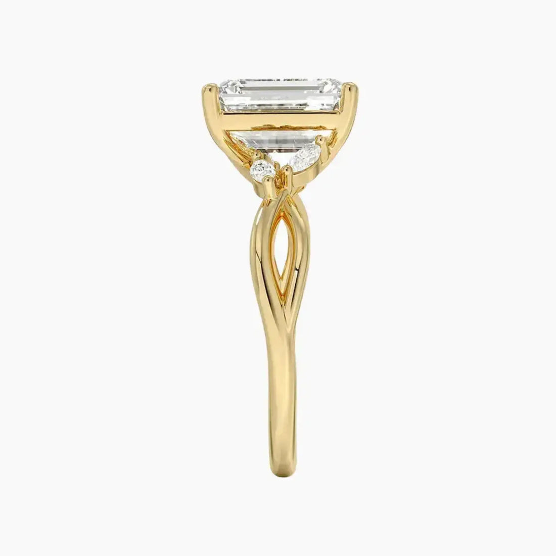Amara Emerald Designer 3 Carat Lab Grown Diamond Engagement Ring in 14K Rose Gold