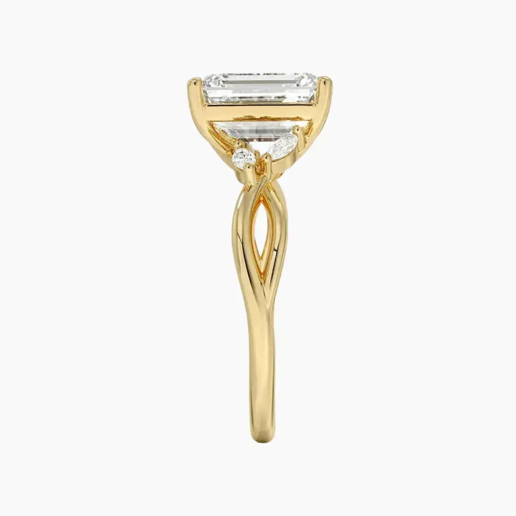 Amara Emerald Designer 2.5 Carat Lab Grown Diamond Engagement Ring in 18K Rose Gold