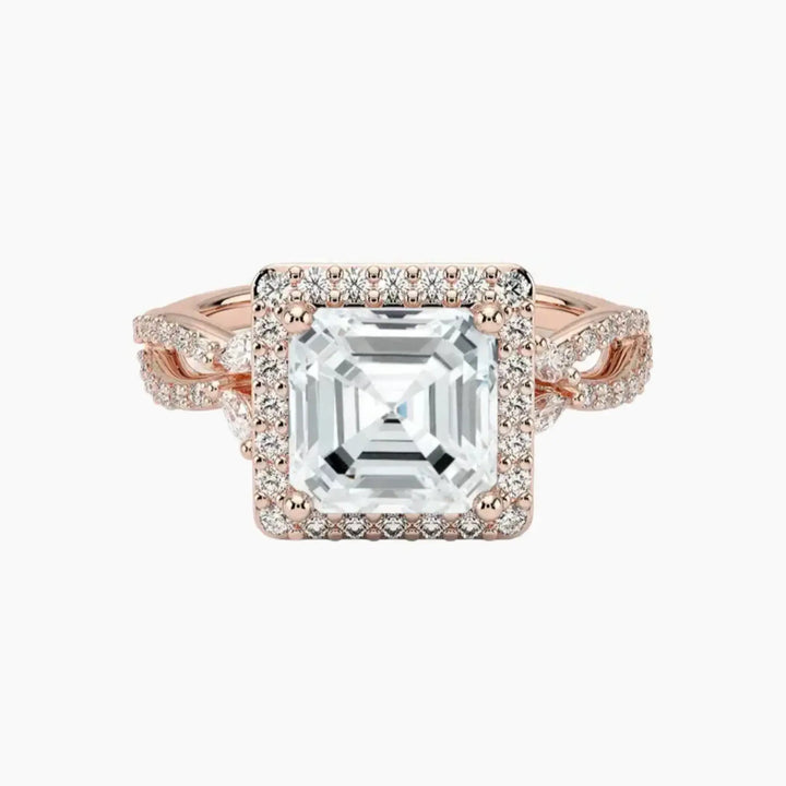 Nerissa Asscher Designer 1.5 Carat Lab Grown Diamond Engagement Ring in 14K Rose Gold