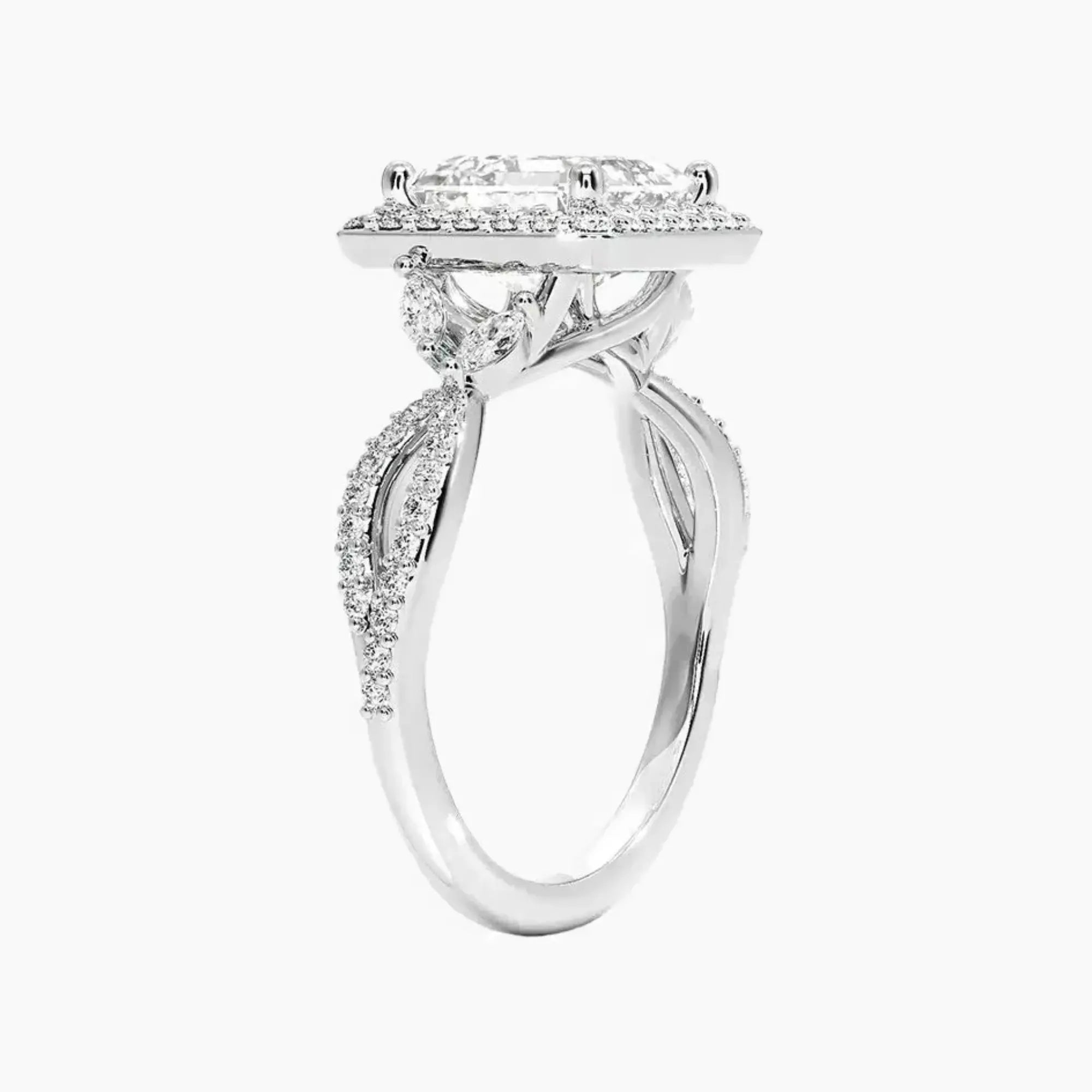 Nerissa Asscher Designer 3 Carat Lab Grown Diamond Engagement Ring in 18K Yellow Gold
