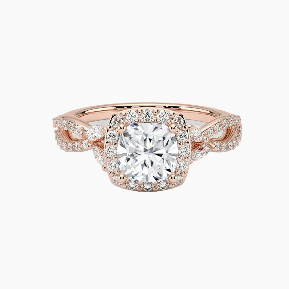 Nerissa Cushion Designer 2 Carat Lab Grown Diamond Engagement Ring in 14K Rose Gold